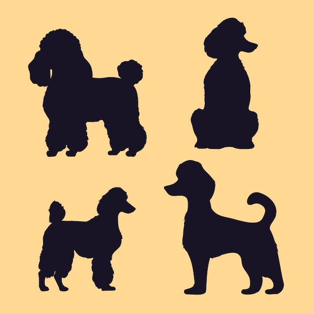 Vector gratuito silueta de caniche de diseño plano