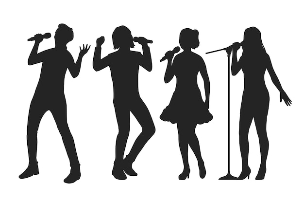 Silueta de cantante pop dibujada a mano