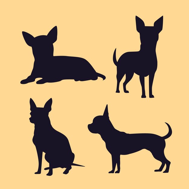 Silueta de chihuahua de diseño plano