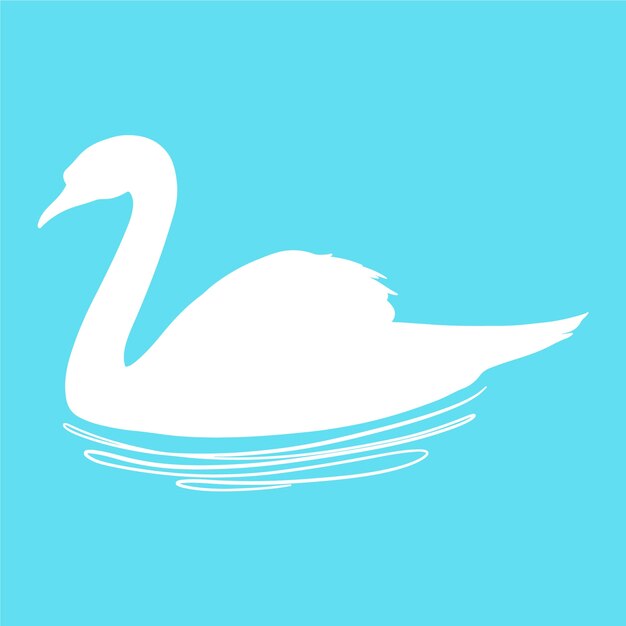 Vector gratuito silueta de cisne en el lago
