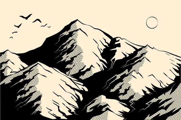 Silueta de cordillera dibujada a mano