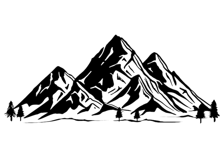 Vector gratuito silueta de la cordillera dibujada a mano