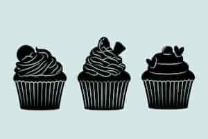 Vector gratuito silueta de cupcake dibujada a mano