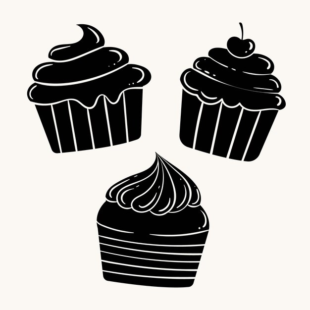 Silueta de cupcake dibujada a mano