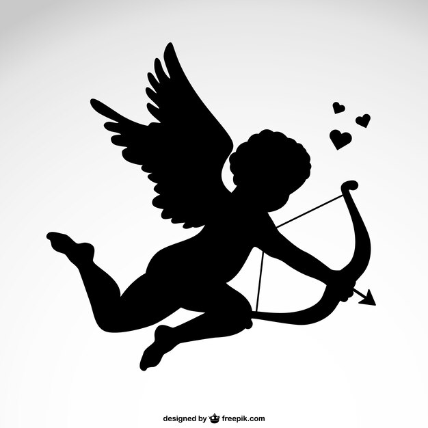 Silueta de Cupido volando