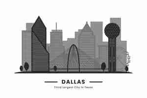 Vector gratuito silueta de dallas de diseño plano