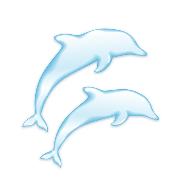 Vector gratuito silueta de delfines de agua aislado en blanco