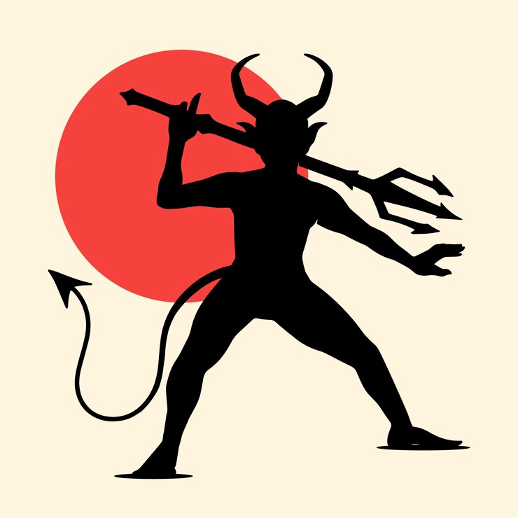 Vector gratuito silueta de diablo dibujada a mano