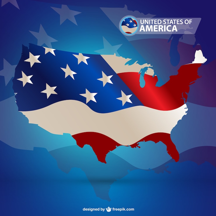Vector gratuito silueta de estados unidos con bandera