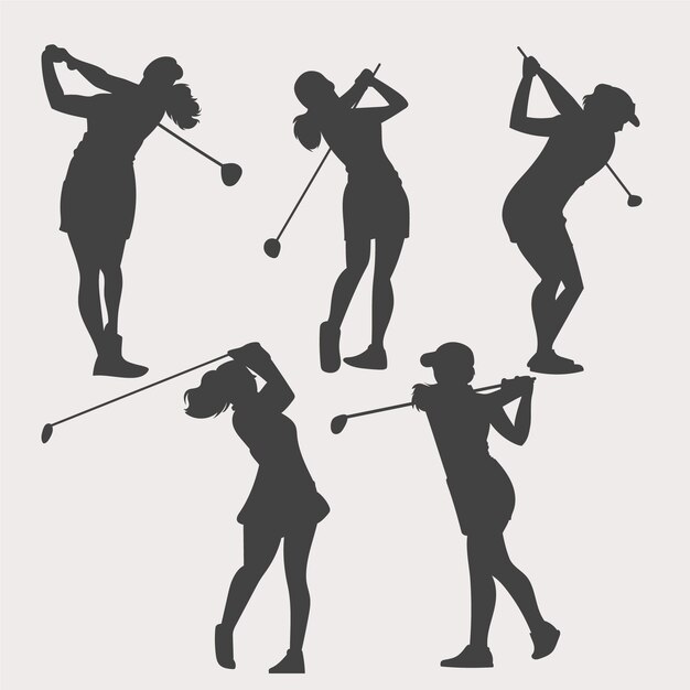 Silueta de golfista dibujada a mano