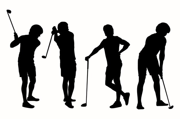 Silueta de golfista dibujada a mano
