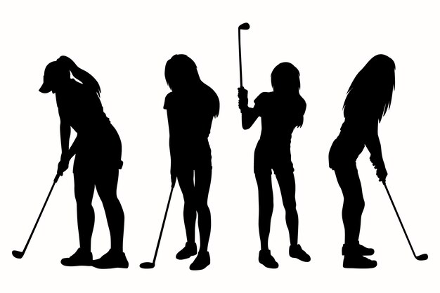 Silueta de golfista dibujada a mano