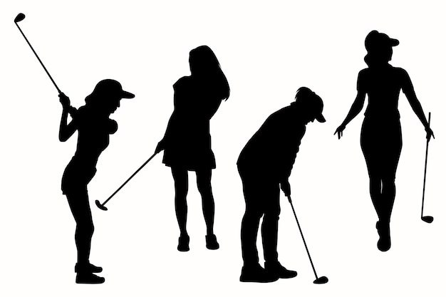 Silueta de golfista dibujada a mano