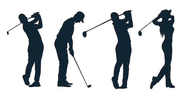 Vector gratuito silueta de golfista dibujada a mano