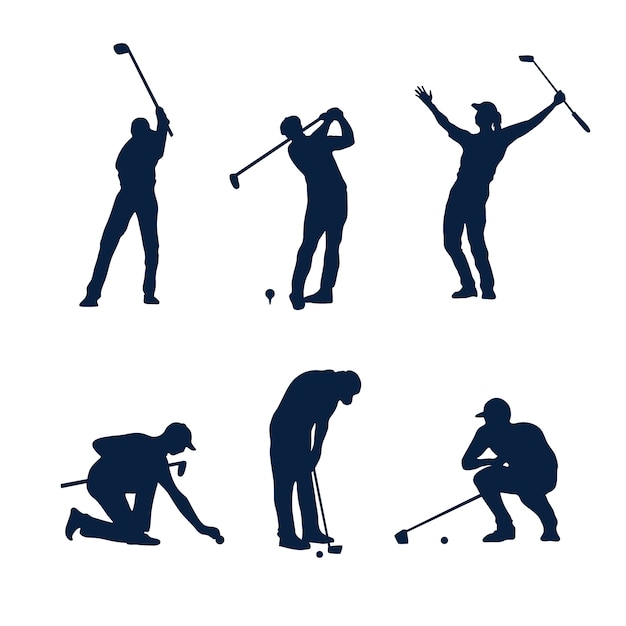 Vector gratuito silueta de golfista de diseño plano