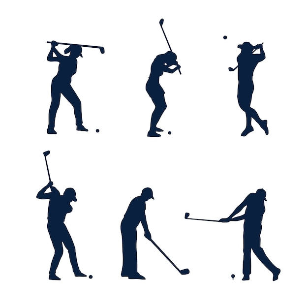 Vector gratuito silueta de golfista de diseño plano