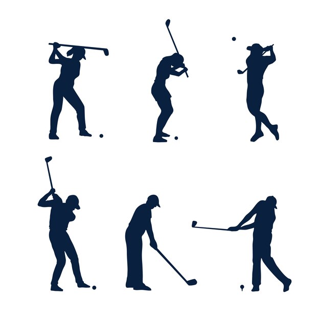 Silueta de golfista de diseño plano
