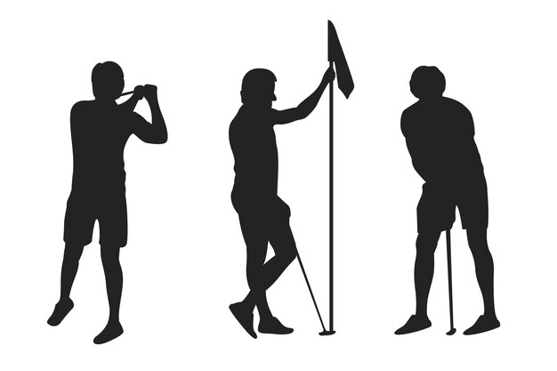 Silueta de golfista de diseño plano