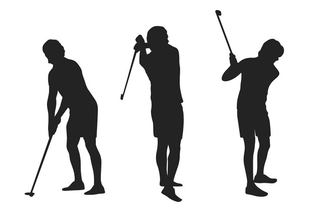 Silueta de golfista de diseño plano