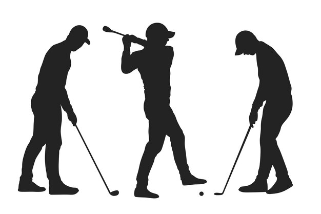 Silueta de golfista de diseño plano