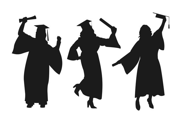 Silueta de graduación dibujada a mano