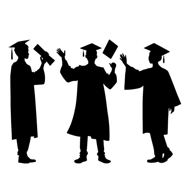 Silueta de graduación dibujada a mano