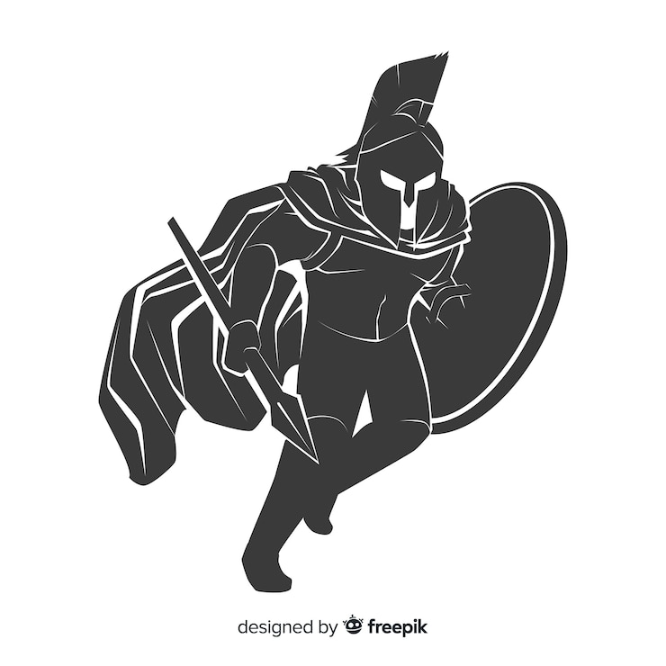 Vector gratuito silueta de un guerrero espartano