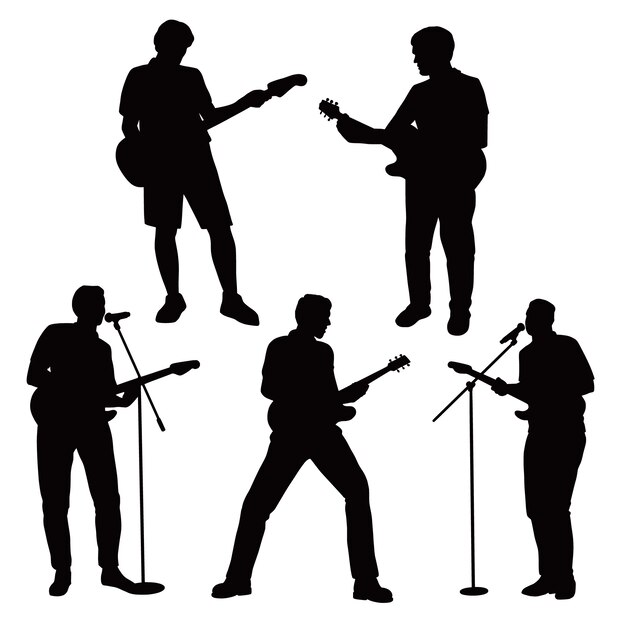 Silueta de guitarrista dibujada a mano