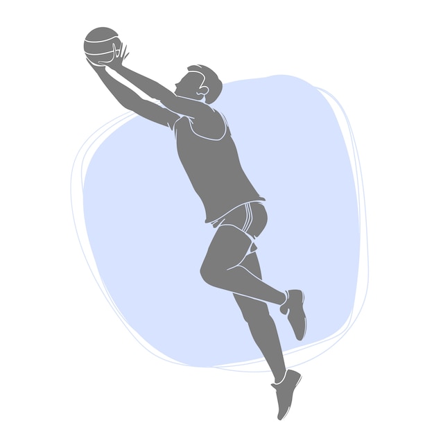 Silueta de hombre dibujada a mano jugando voleibol