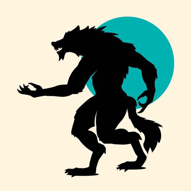 Silueta de hombre lobo dibujada a mano