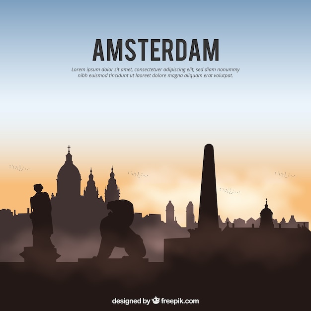 Silueta de horizonte de ciudad de amsterdam