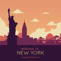 Vector gratuito silueta de horizonte de ciudad de nueva york