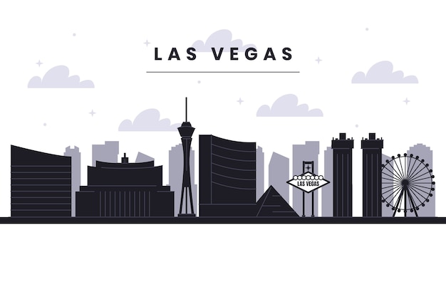 Vector gratuito silueta de horizonte de las vegas de diseño plano