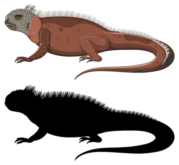 Silueta de iguana de pie