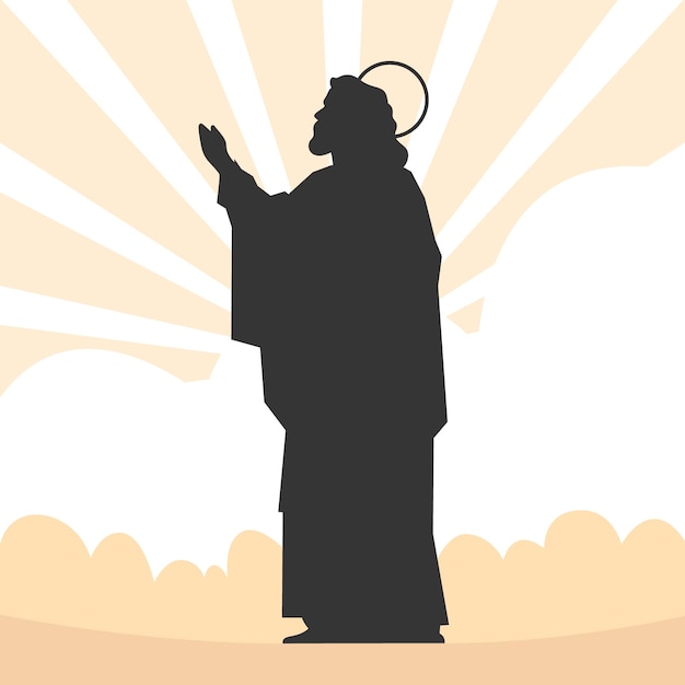 Vector gratuito silueta de jesús de diseño plano