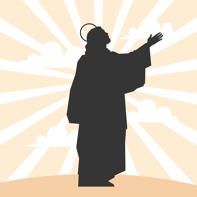 Vector gratuito silueta de jesús de diseño plano