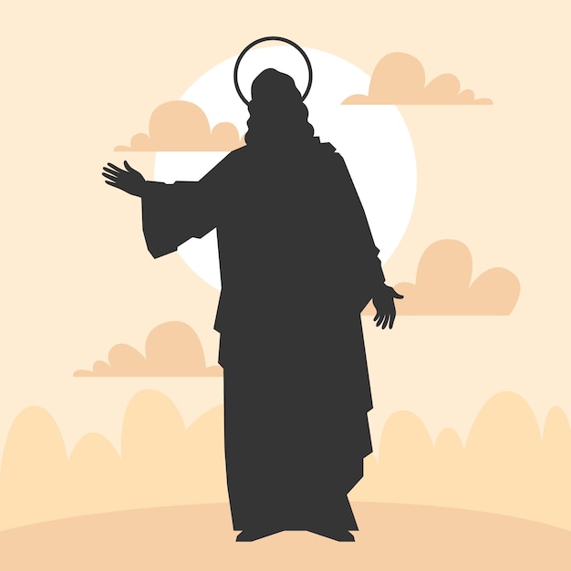 Vector gratuito silueta de jesús de diseño plano