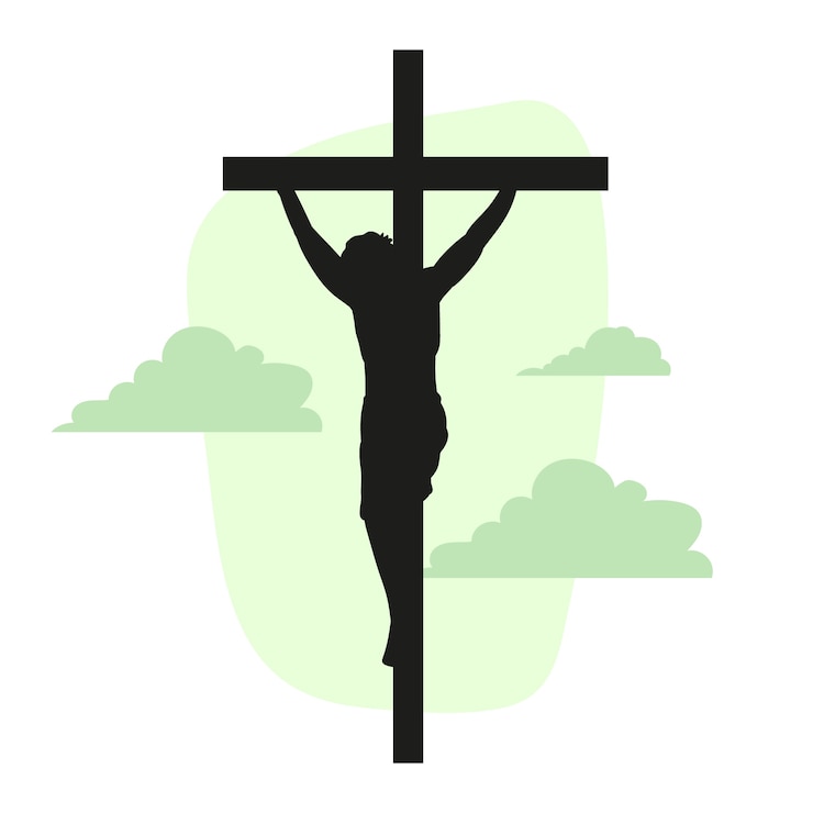 Vector gratuito silueta de jesus plana