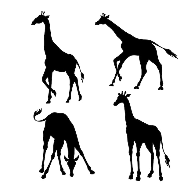Vector gratuito silueta de jirafa dibujada a mano