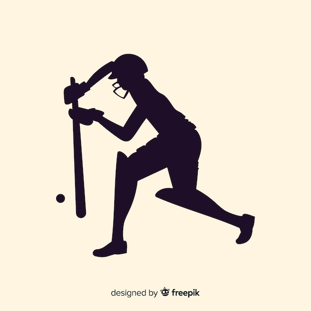 Vector gratuito silueta de jugador de cricket