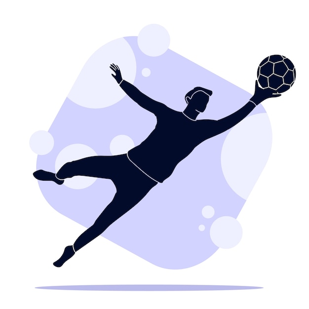 Vector gratuito silueta de jugador de fútbol de diseño plano