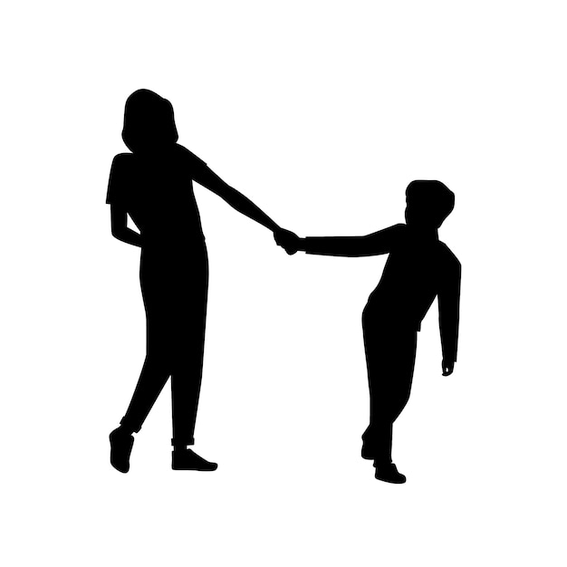 Silueta de madre e hijo dibujada a mano