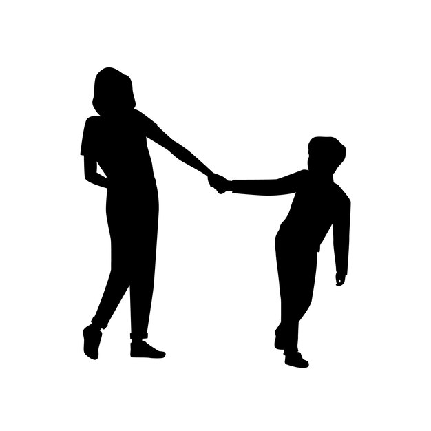 Silueta de madre e hijo dibujada a mano