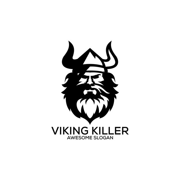 Silueta de mascota de diseño de logotipo vikingo