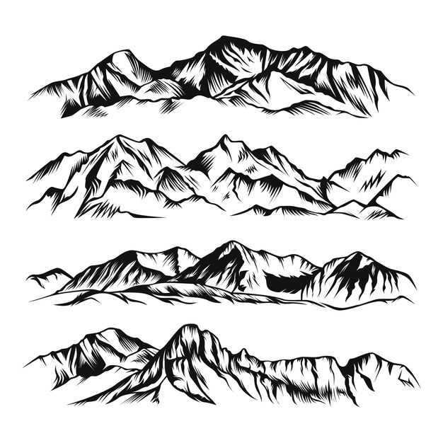 Silueta de montaña dibujada a mano