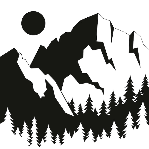 Silueta de montaña dibujada a mano