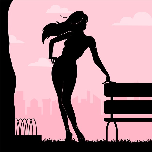 Silueta de mujer dibujada a mano