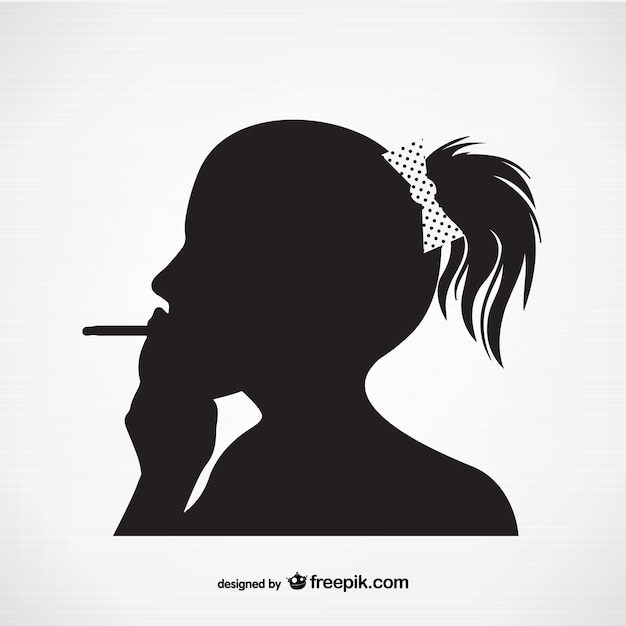 Vector gratuito silueta de mujer fumando