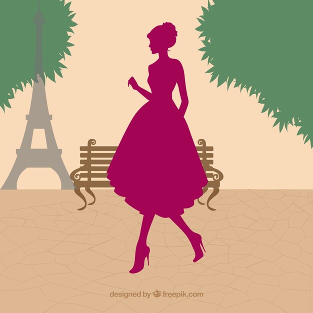 Silueta de la mujer en París