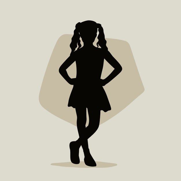 Silueta de niña de diseño plano